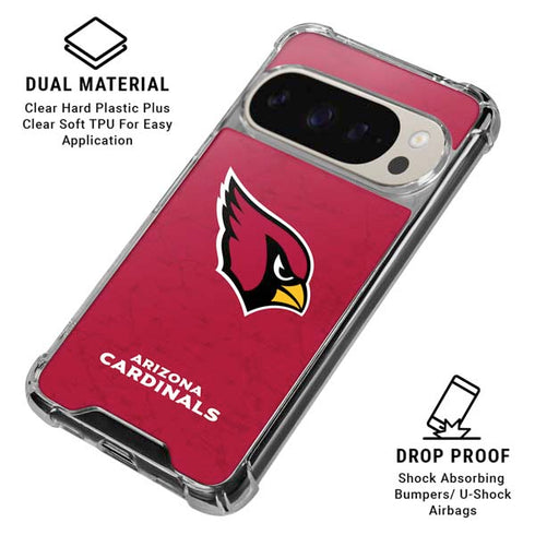 NFL Arizona Cardinals Distressed Pixel 9/9 Pro Clear Case